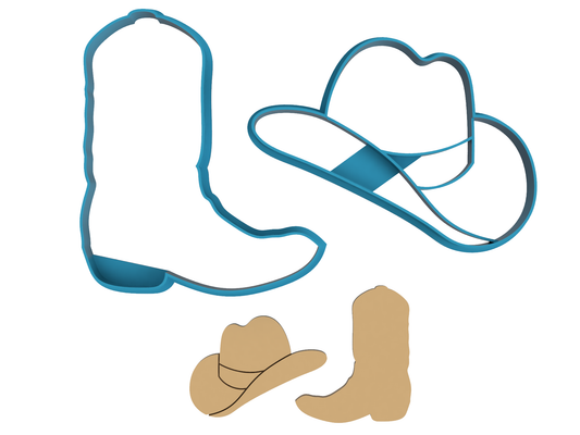 Cowboy Set of 2 - Cookie Cutter / Sugar Cookie / Fondant / Clay (1355 1356)