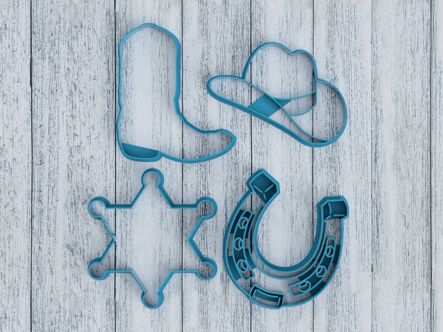 Large Cowboy Set of 4 - Cookie Cutter / Sugar Cookie / Fondant / Clay (0056 0059 1355 1356)