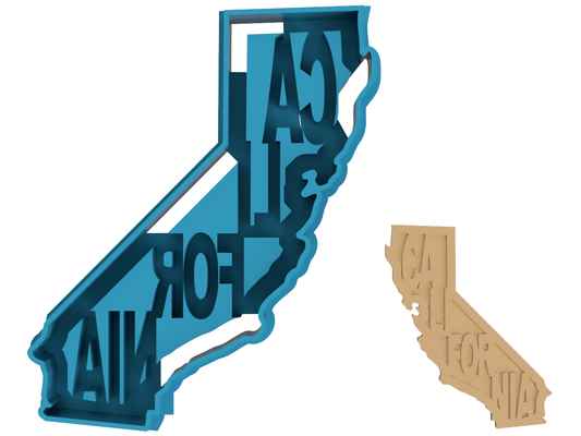 California with Name Extruding - Cookie Cutter / Sugar Cookie / Fondant / Clay (0004)