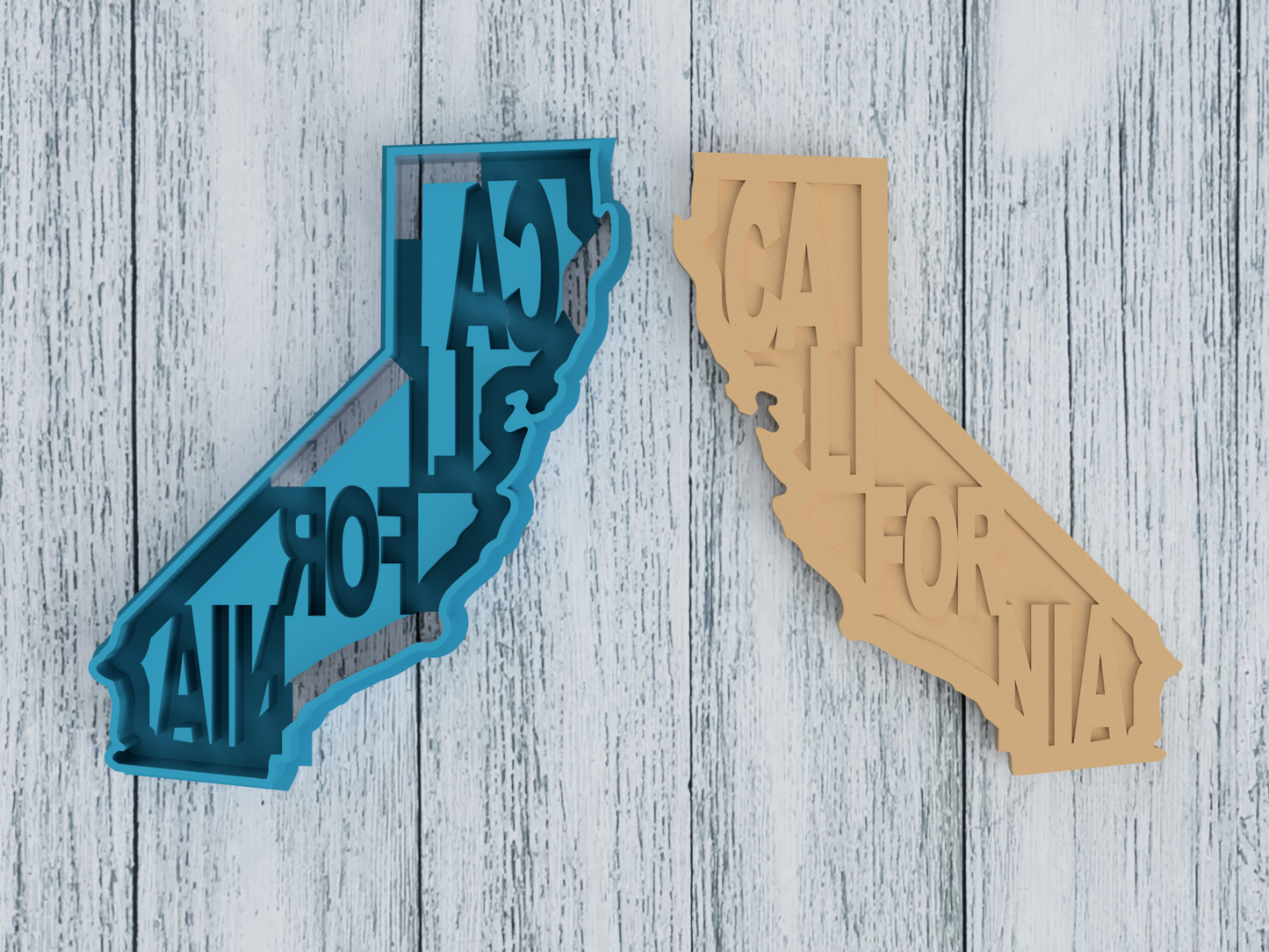 California with Name Extruding - Cookie Cutter / Sugar Cookie / Fondant / Clay (0004)