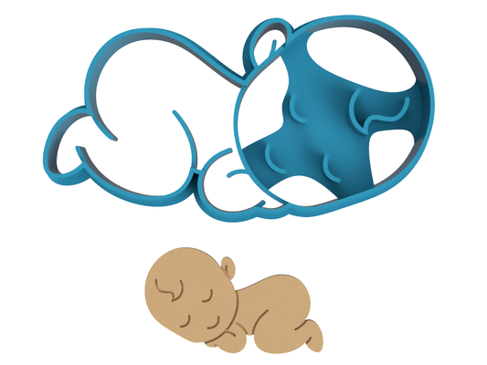 Cartoon Sleeping Baby - Baby Shower - Cookie Cutter / Sugar Cookie / Fondant / Clay (0073)