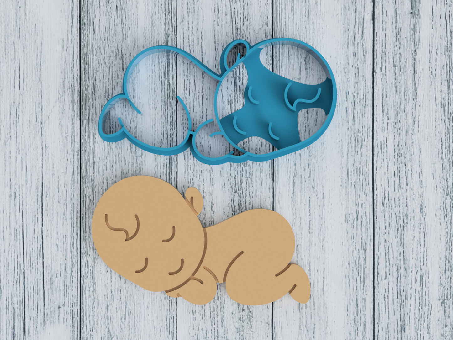 Cartoon Sleeping Baby - Baby Shower - Cookie Cutter / Sugar Cookie / Fondant / Clay (0073)