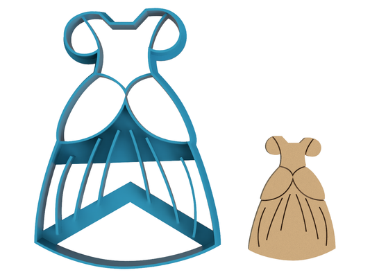 Ballroom Princess Dress - Cookie Cutter / Sugar Cookie / Fondant / Clay (1421)