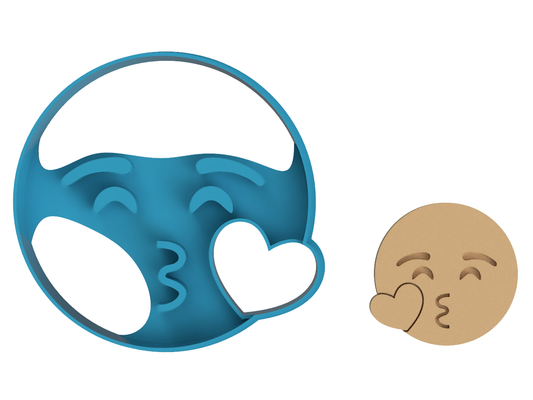 Emoji Face Blowing Kiss - Cookie Cutter / Sugar Cookie / Fondant / Clay (0074)