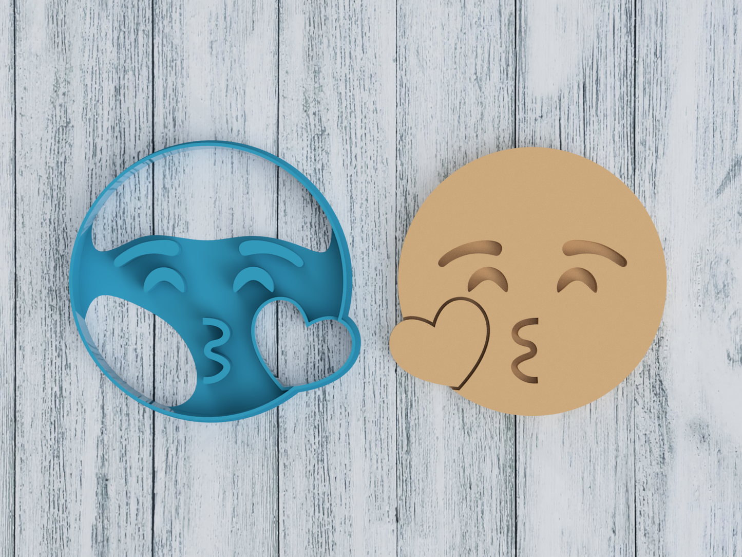 Emoji Face Blowing Kiss - Cookie Cutter / Sugar Cookie / Fondant / Clay (0074)