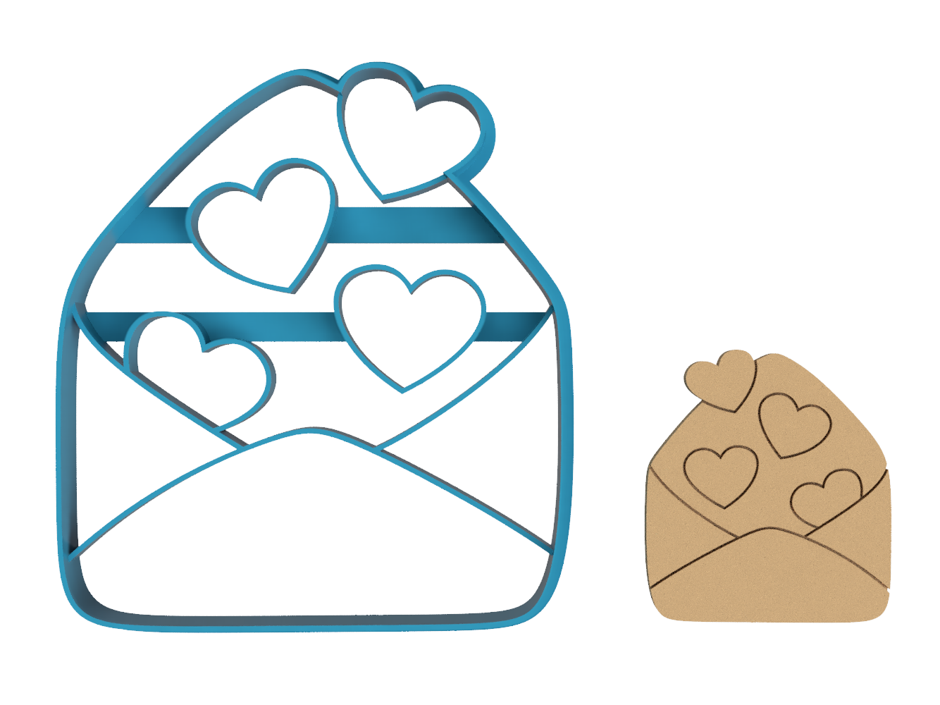 Envelope of Hearts - Cookie Cutter / Sugar Cookie / Fondant / Clay (0253)