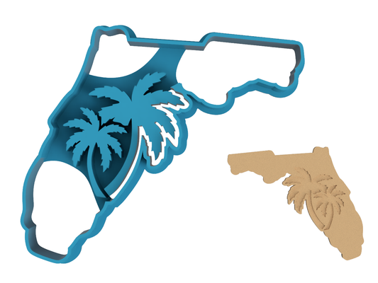 Florida with Palm Trees - Cookie Cutter / Sugar Cookie / Fondant / Clay (0039)