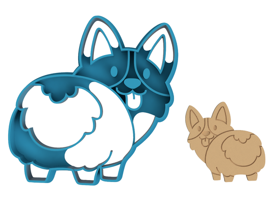 Fluffy Corgi Dog Butt - Cookie Cutter / Sugar Cookie / Fondant / Clay (0175)