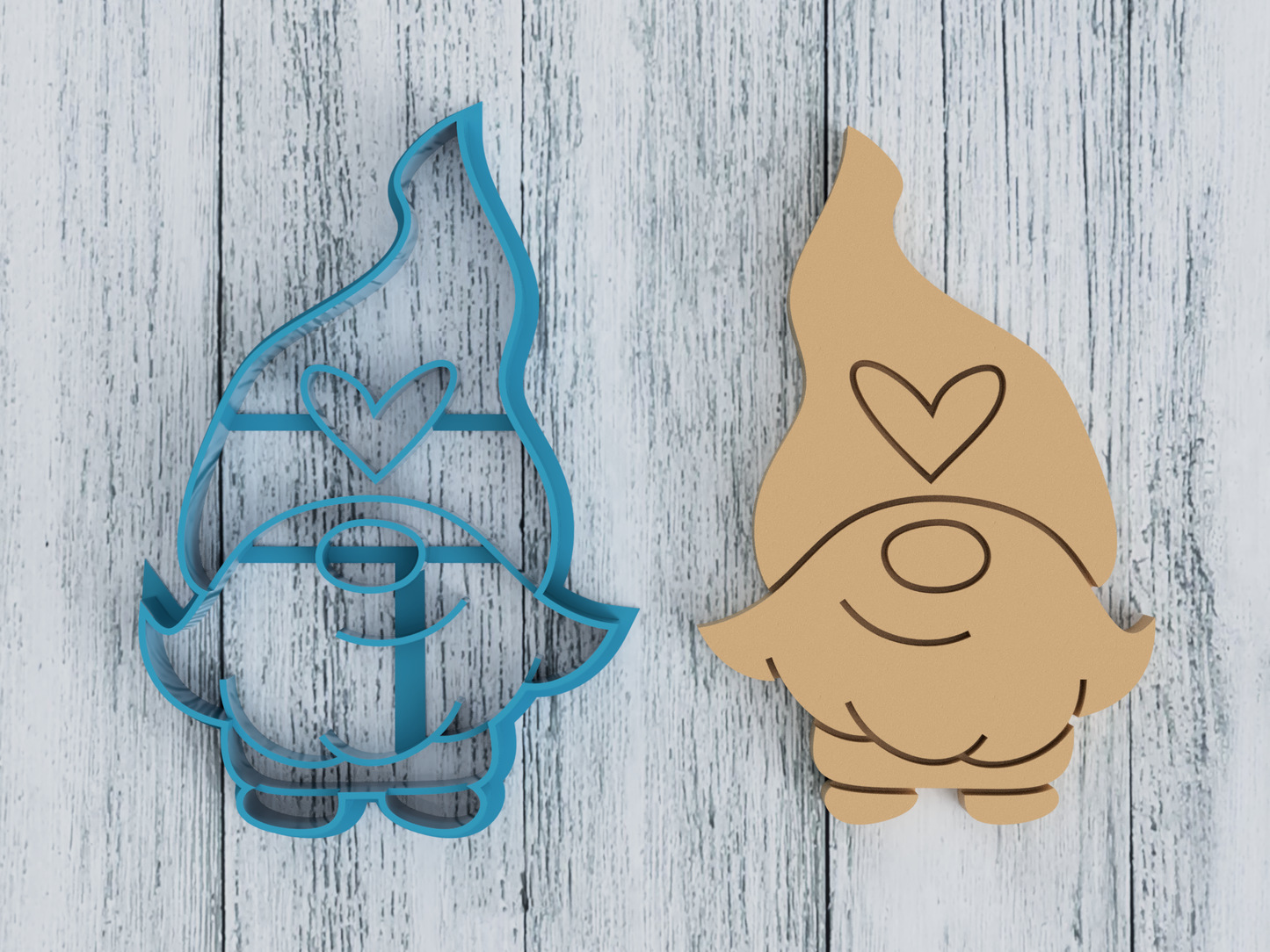 Gnome in Heart Hat - Cookie Cutter / Sugar Cookie / Fondant / Clay (0296)