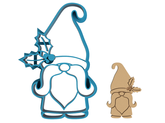 Holly Gnome - Cookie Cutter / Sugar Cookie / Fondant / Clay (0300)