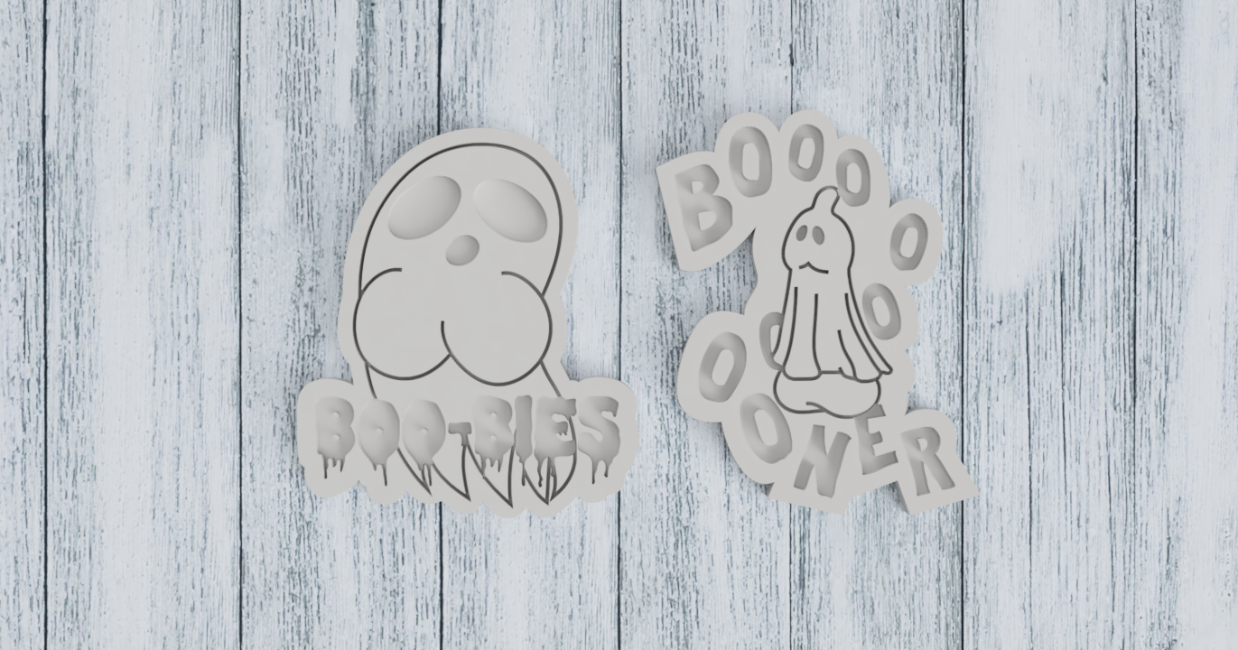 Boo-Bies and Boo-Ner Cookie Cutter Penis Ghost - Boobie Ghost Halloween - Fondant - Sugar Cookies - Clay