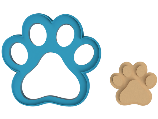 Paw Print with Extruding Background - Cookie Cutter / Sugar Cookie / Fondant / Clay (1353)