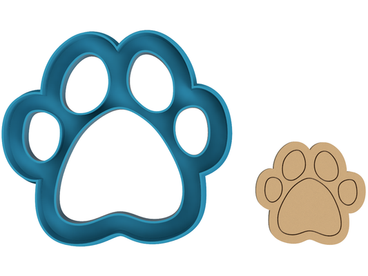 Paw Print with Backing - Cookie Cutter / Sugar Cookie / Fondant / Clay (1016)