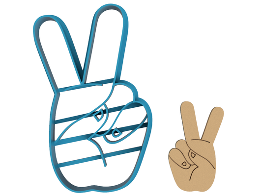 Peace Sign Hand - Cookie Cutter / Sugar Cookie / Fondant / Clay (1322)