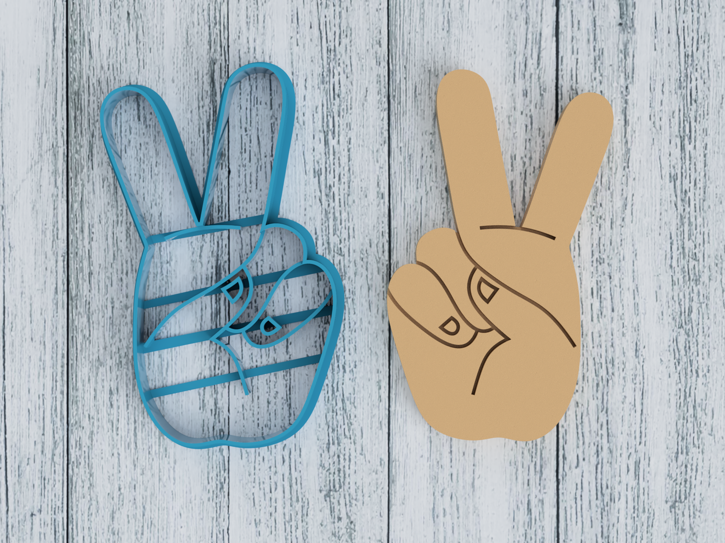 Peace Sign Hand - Cookie Cutter / Sugar Cookie / Fondant / Clay (1322)