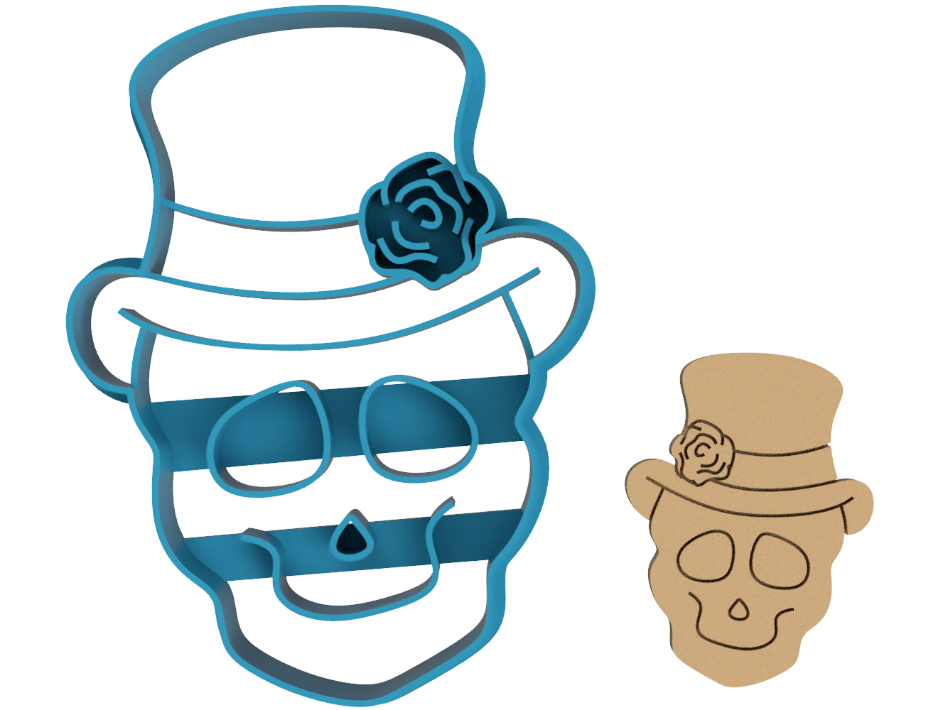 Skull in Top Hat - Cookie Cutter / Sugar Cookie / Fondant / Clay (1047)