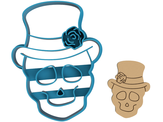 Skull in Top Hat - Cookie Cutter / Sugar Cookie / Fondant / Clay (1047)