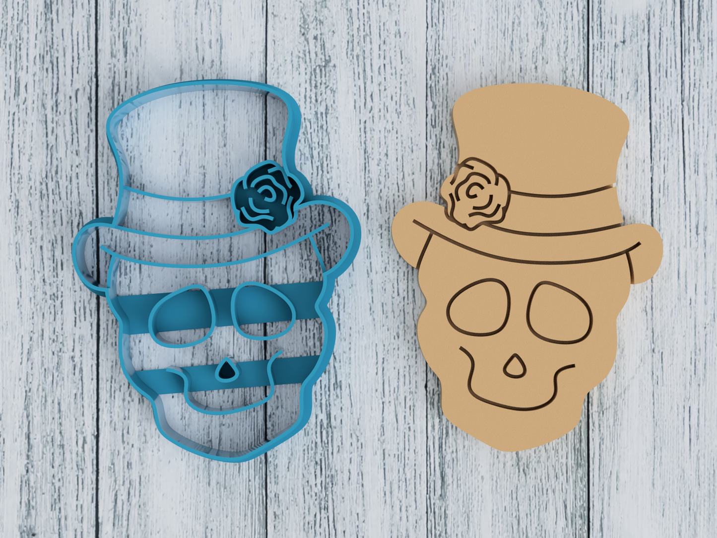 Skull in Top Hat - Cookie Cutter / Sugar Cookie / Fondant / Clay (1047)