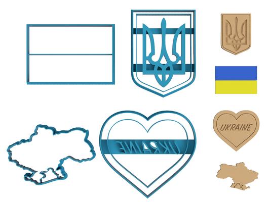 Ukraine Set  - Cookie Cutter / Sugar Cookie / Fondant / Clay (1021 1022 1023 1024)