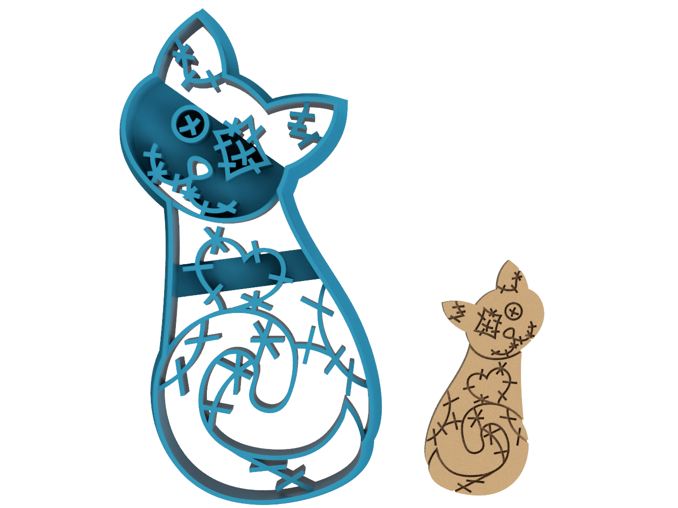 Cat Voodoo Doll - Cookie Cutter - Fondant - Sugar Cookies - Clay (1108)