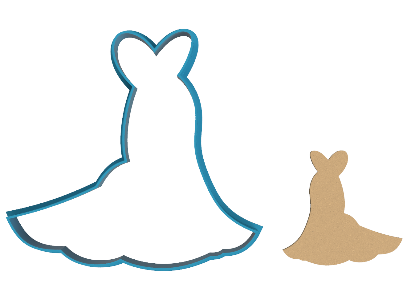 Wedding Dress - Cookie Cutter / Sugar Cookie / Fondant / Clay (1284)